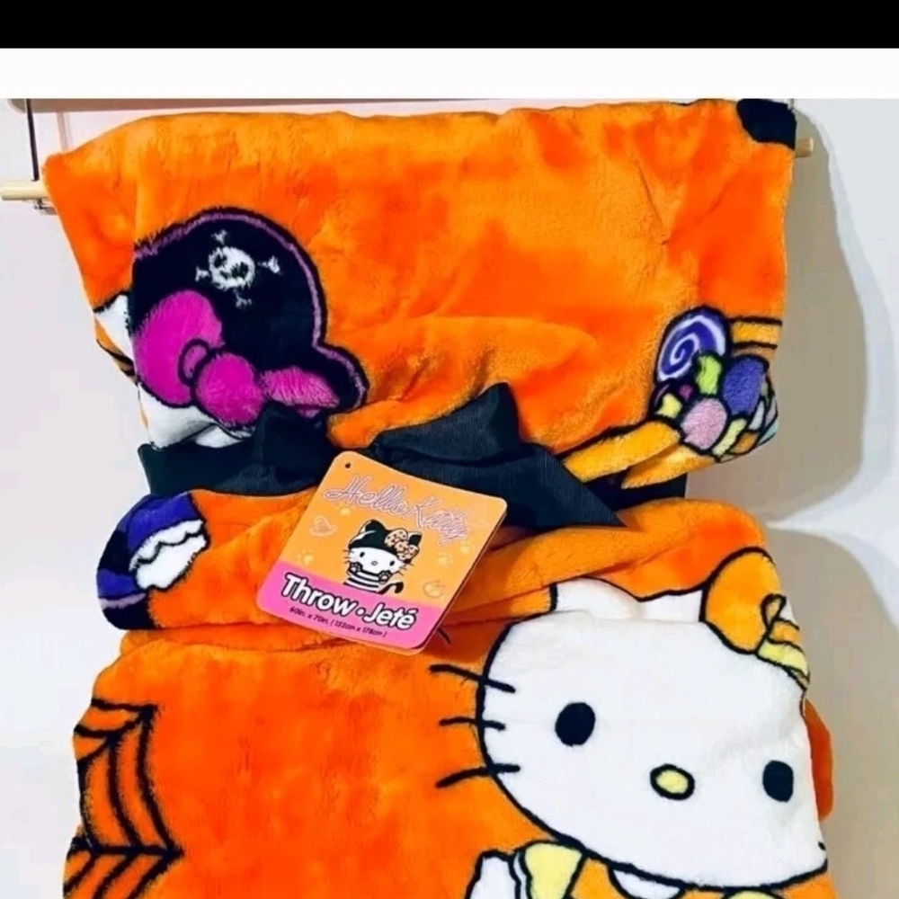 Hello Kitty HALLOWEEN Blanket Pirate Candy Corn Dress 60x70" Throw NEW